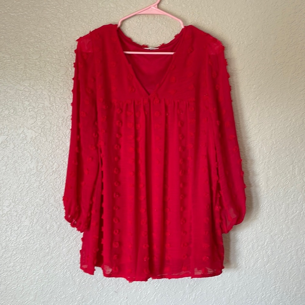 Red Pom Pom blouse